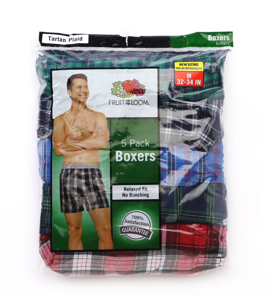 Assorted Tartan Plaid Woven Boxers - 5 Pack-cs1