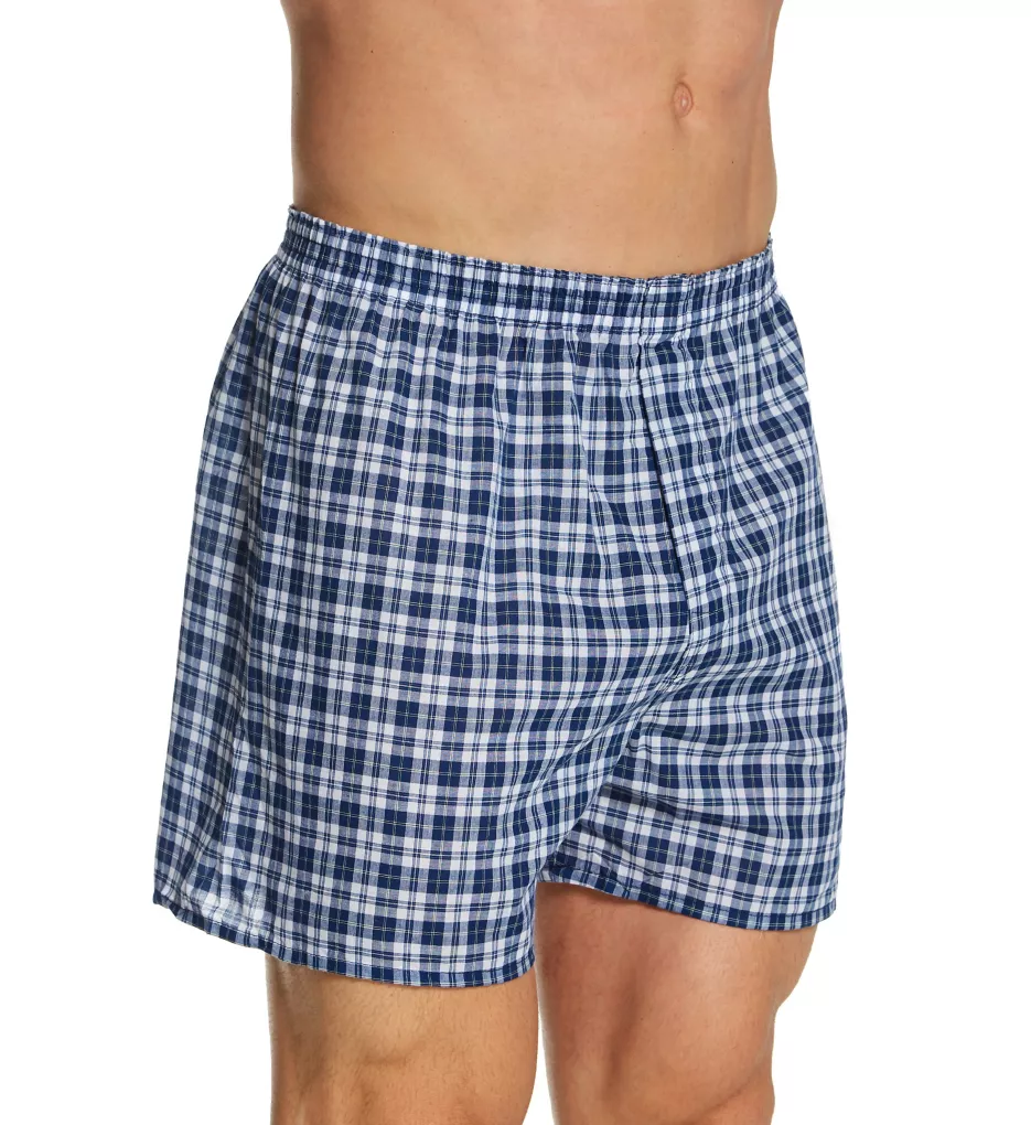 Assorted Tartan Plaid Woven Boxers - 5 Pack by Fruit Of The Loom