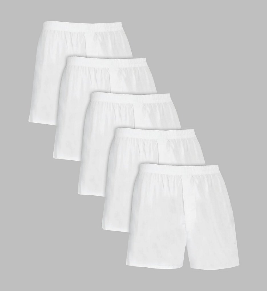 Fruit Of The Loom 5P595 Core Solid White Woven Boxers - 5 Pack (White)
