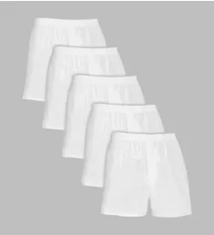 Core Solid White Woven Boxers - 5 Pack