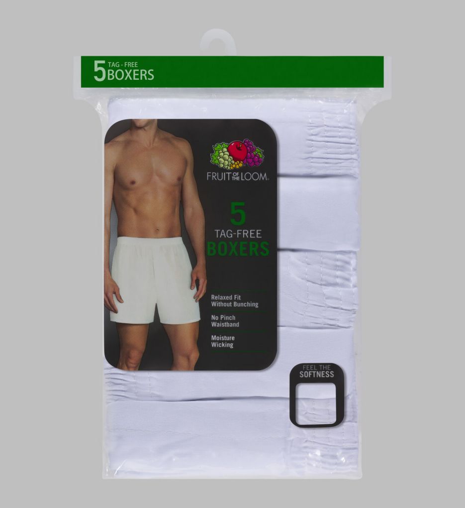 Core Solid White Woven Boxers - 5 Pack by Fruit Of The Loom
