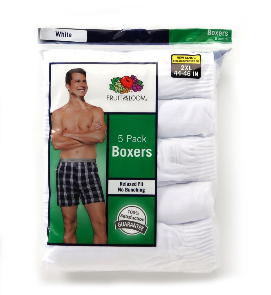 Extended Size White Woven Boxers - 5 Pack-cs1