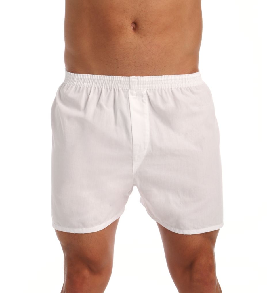 Extended Size White Woven Boxers - 5 Pack-fs