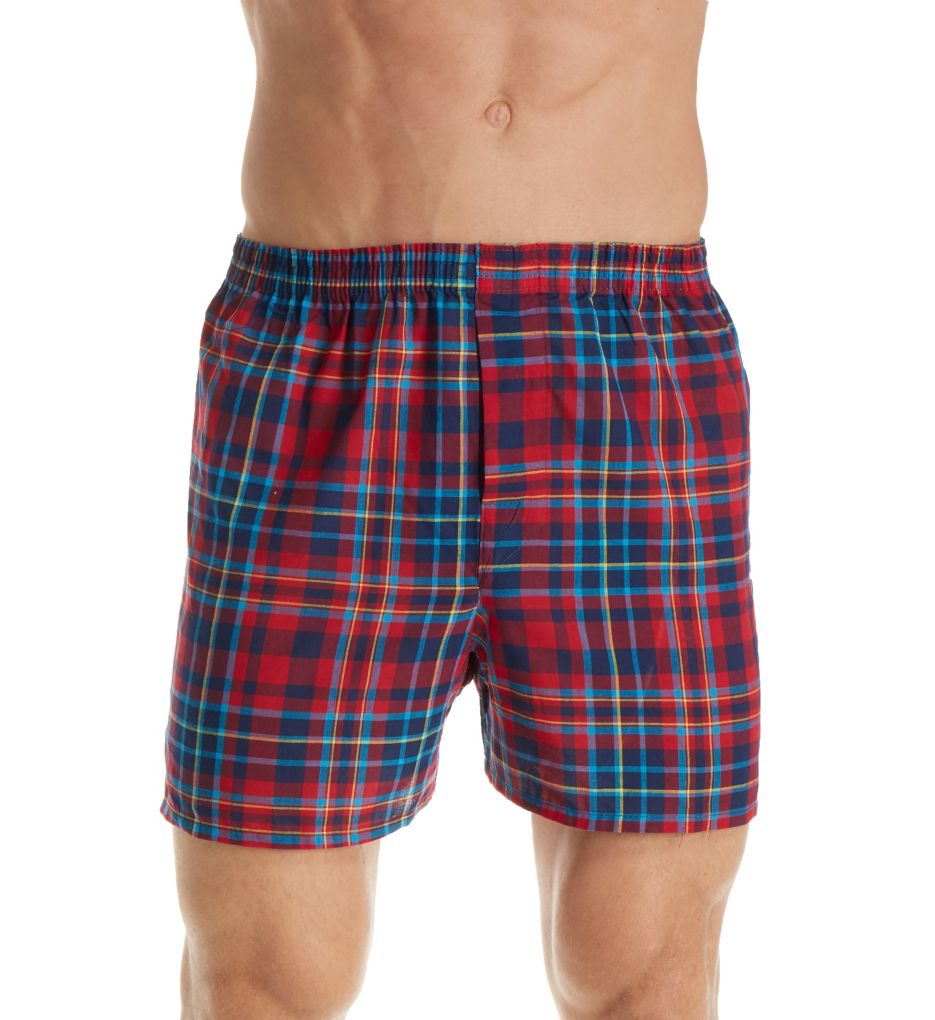 Extended Size Plaid Woven Boxers - 5 Pack-fs