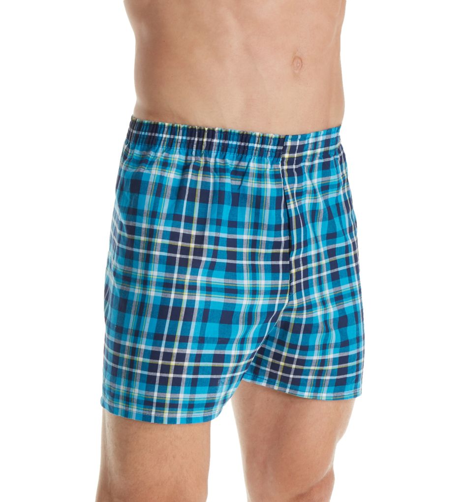 Extended Size Plaid Woven Boxers - 5 Pack