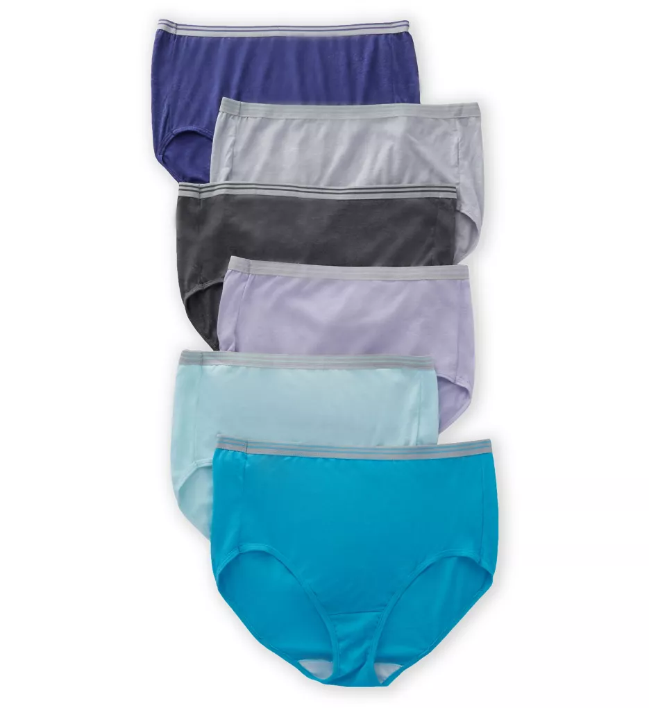 Fit For Me Plus Heather Brief Panties -  6 Pack Assorted 9