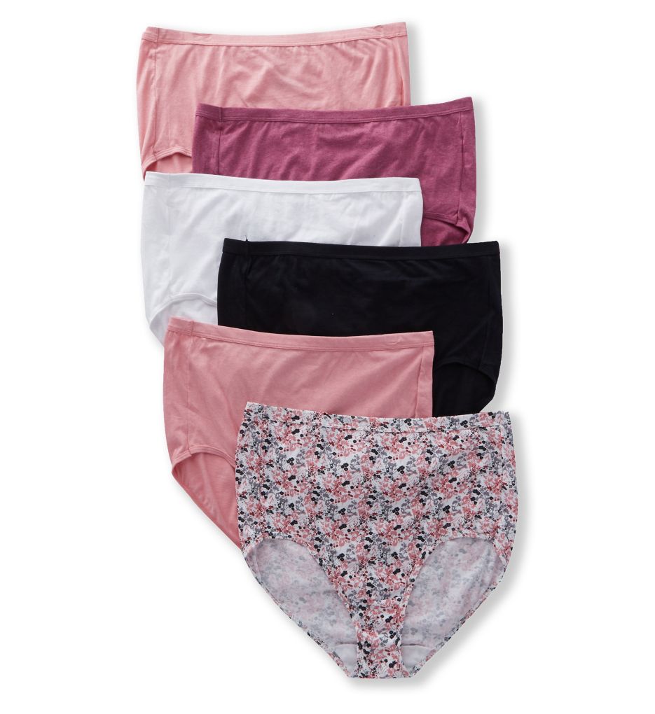 Fit For Me Plus Heather Brief Panties - 6 Pack