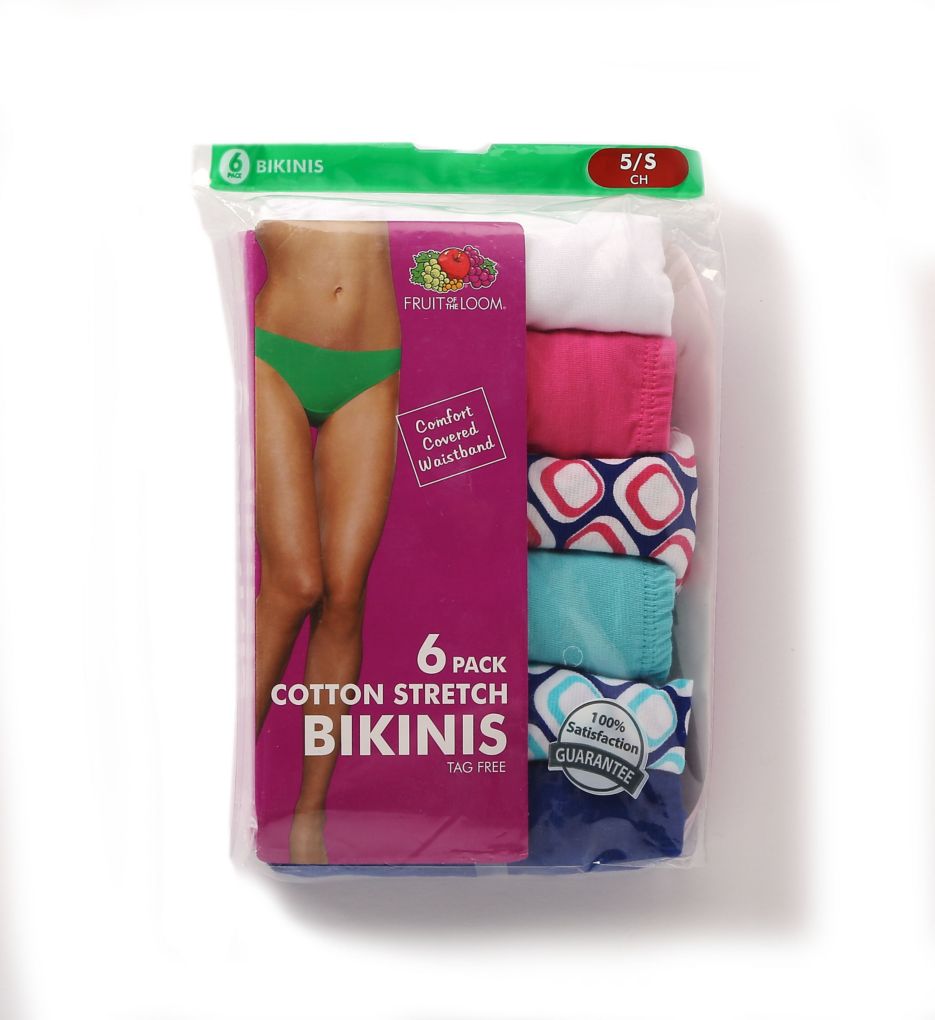 Fruit of the Loom Women's Cotton Stretch Bikini Underwear, 6 Pack