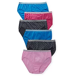 Fit For Me Plus Heather Hi-Cut Panties - 6 Pack Assorted 9