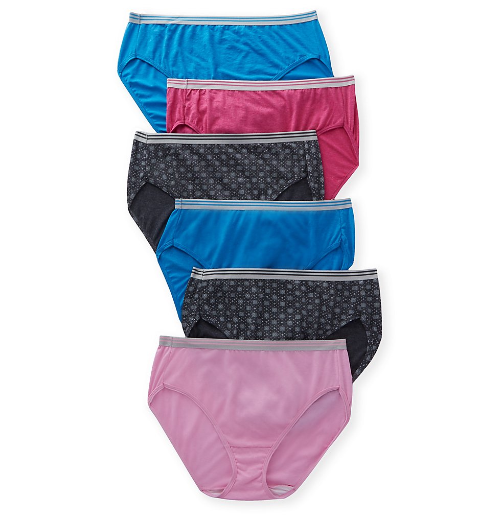 Fruit Of The Loom - Fruit Of The Loom 6DHCH1P Fit For Me Plus Heather Hi-Cut Panties - 6 Pack (Assorted 13)