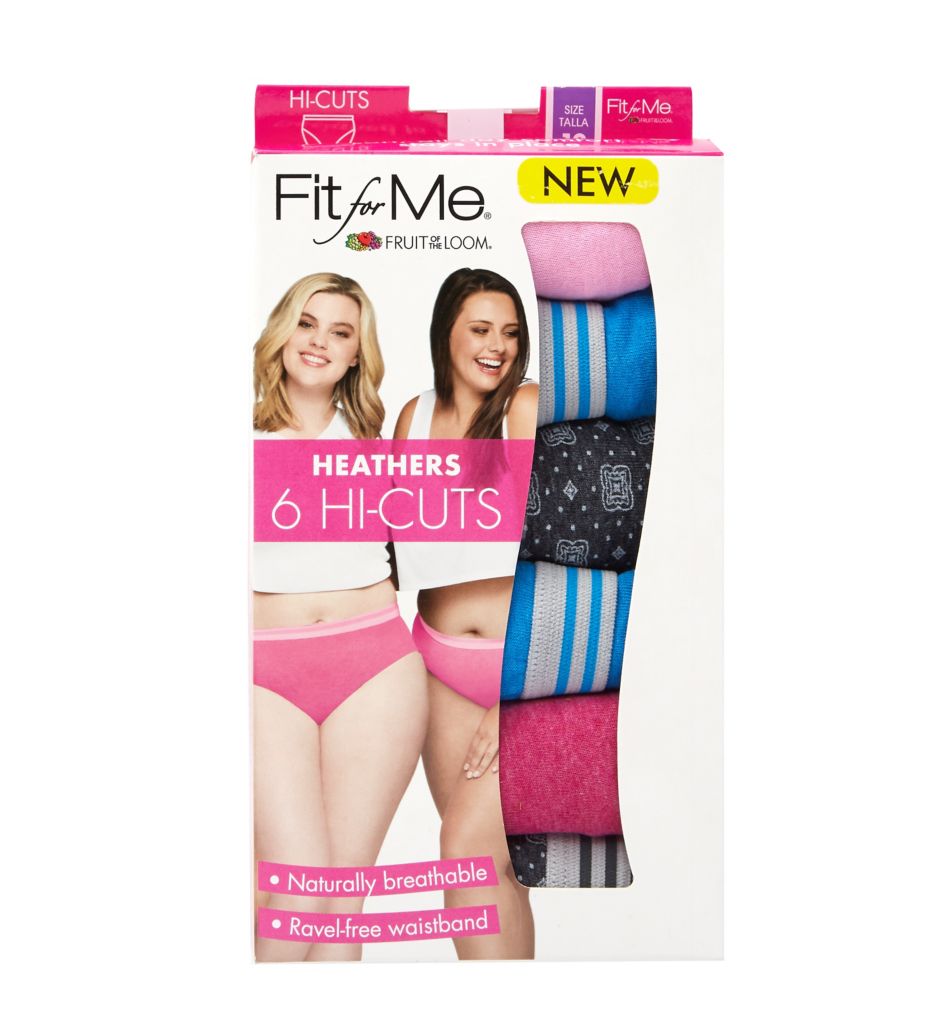 Fit For Me Plus Heather Hi-Cut Panties - 6 Pack