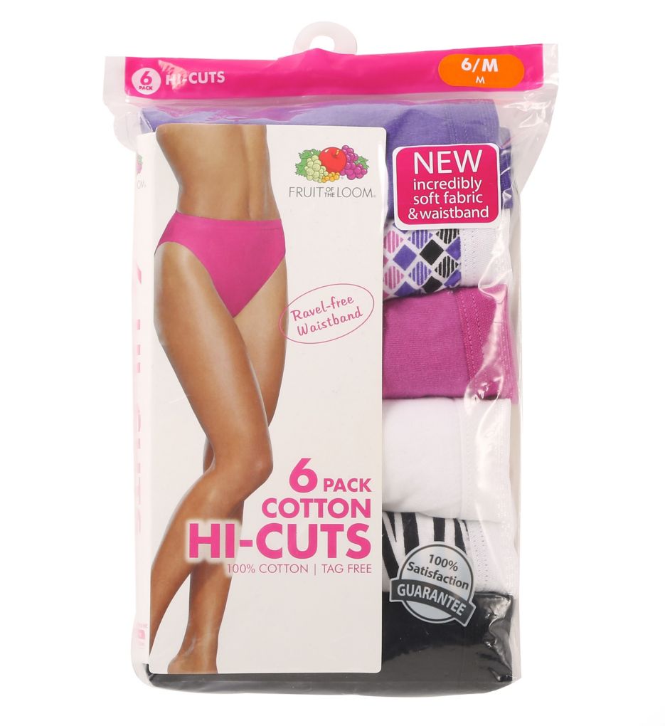 Cotton Hi-Cut Brief Panties - 6 Pack-cs1