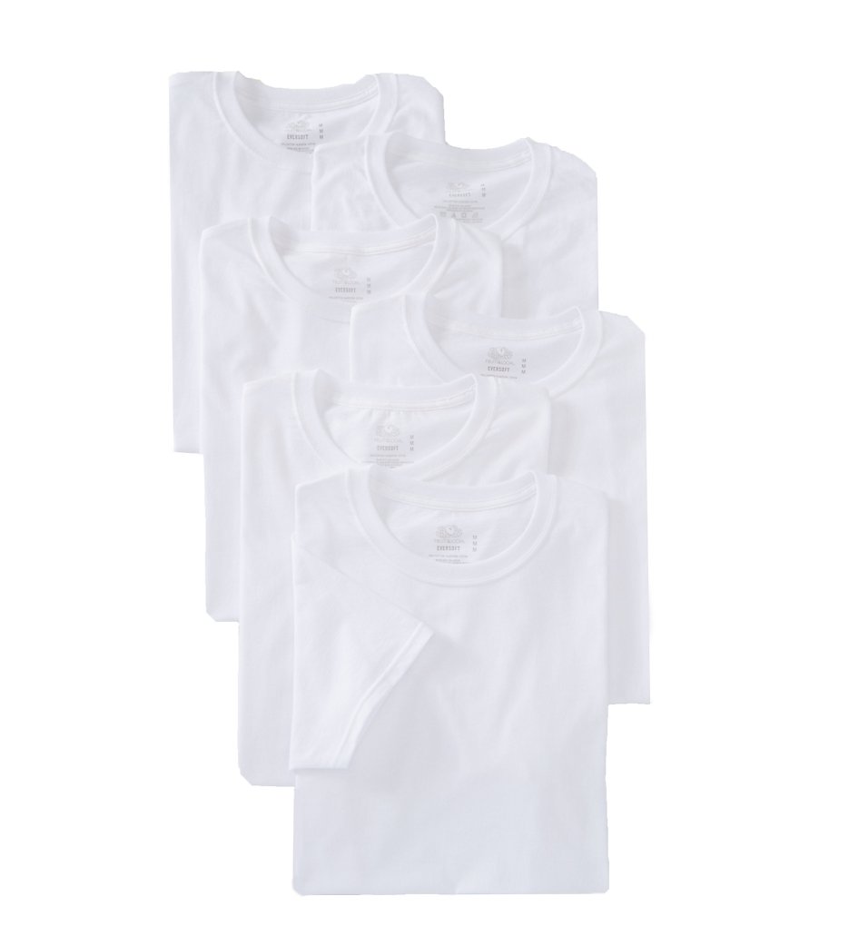 Fruit Of The Loom 6P2828 Stay Tucked Cotton Crew T-Shirt - 6 Pack (White)
