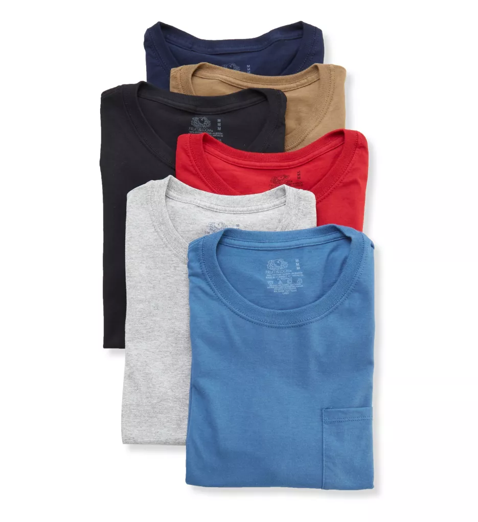 Men's Fashion Pocket T-Shirts - 6 Pack ASST S