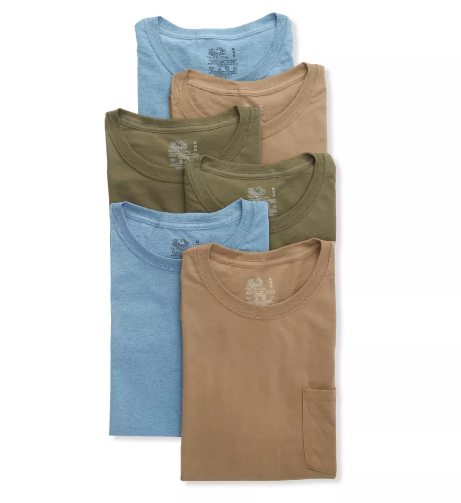Men's Fashion Pocket T-Shirts - 6 Pack EARTHT S