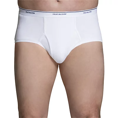 Extended Size Full Cut White Briefs - 6 Pack