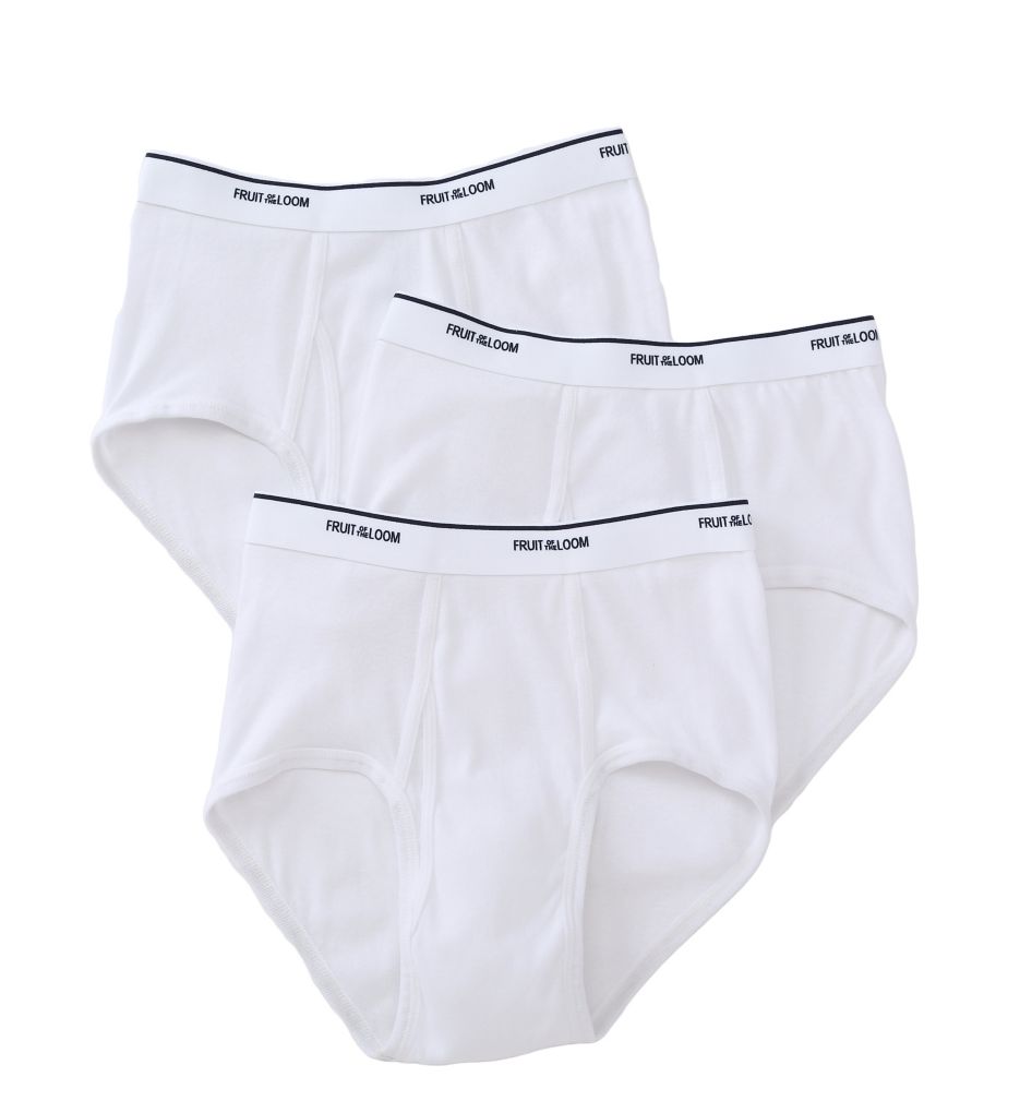 Mens Full Cut 100% Cotton White Briefs - 3 Pack by Fruit Of The Loom