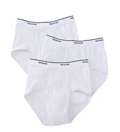 Mens Full Cut 100% Cotton White Briefs - 3 Pack