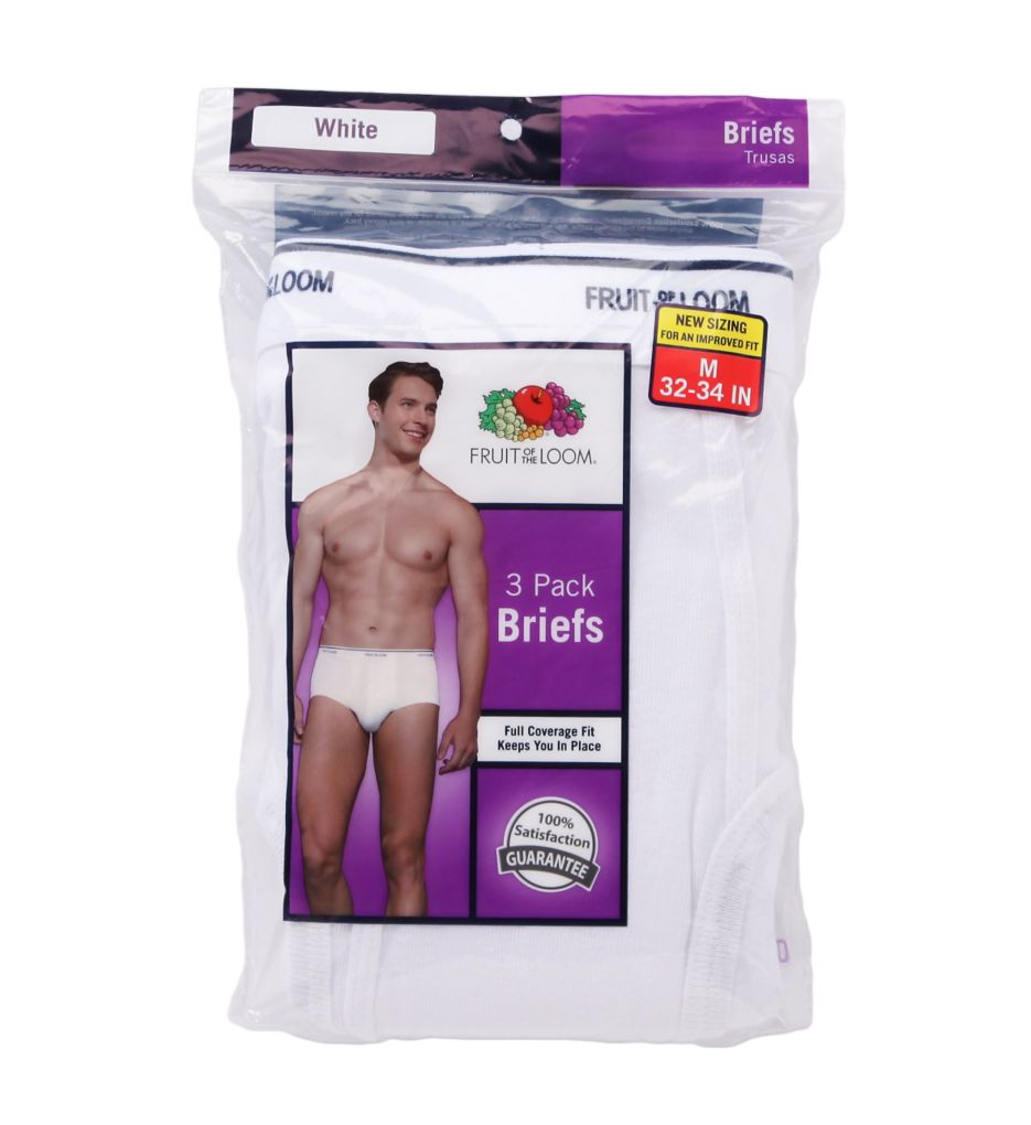 Fruit Of The Loom Mens Cotton White Briefs 6 Pack, White, S