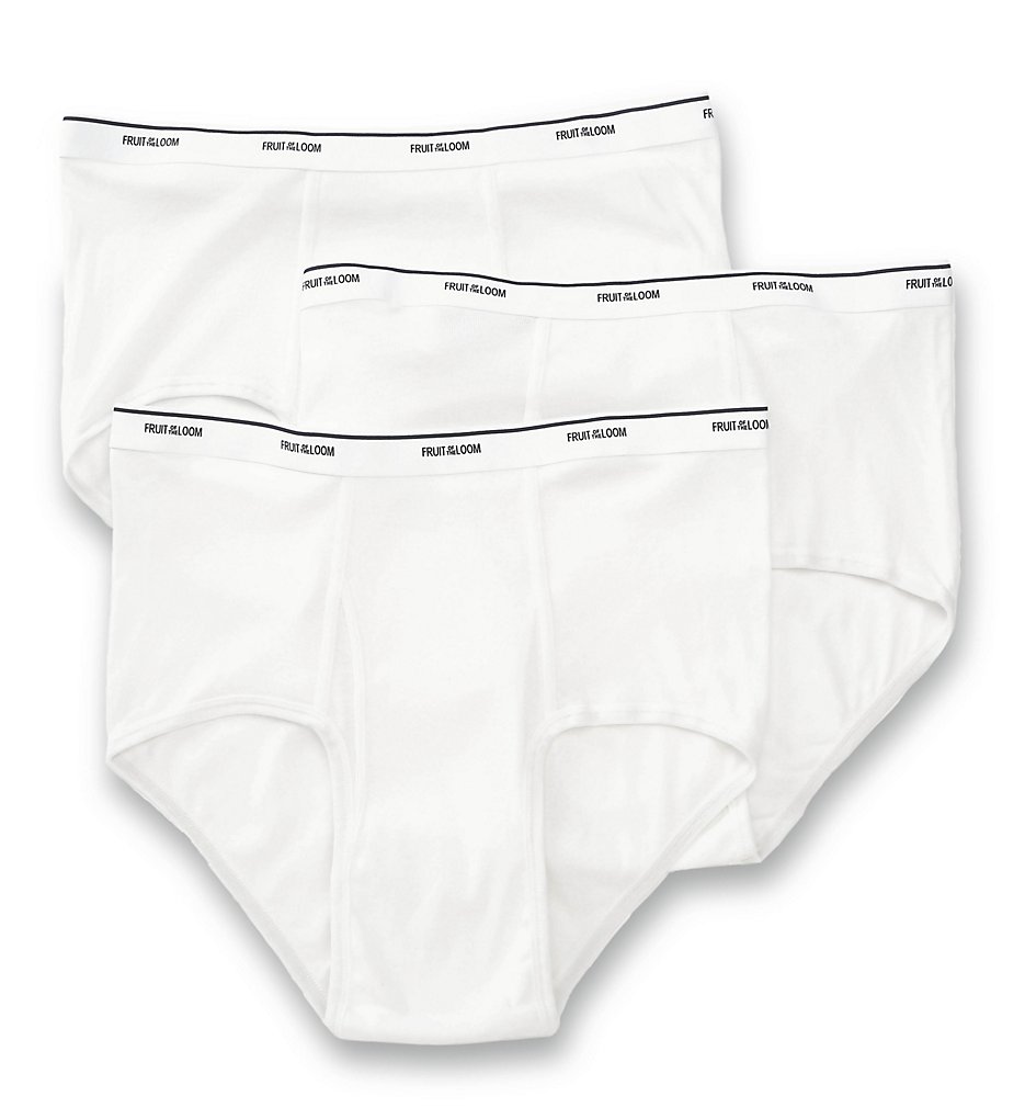 Fruit Of The Loom 7690BM Big Man's 100% Cotton Full Cut Briefs - 3 Pack (White)