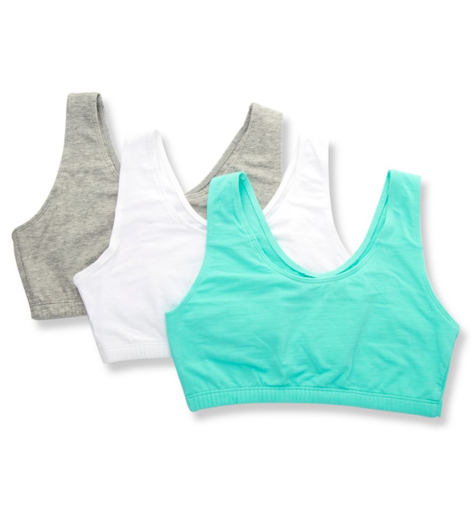 Fruit Of The Loom Women's Tank Style Sports Bra - 3 Pack in Mint/White/Grey | Plus Size 46 | HerRoom.com