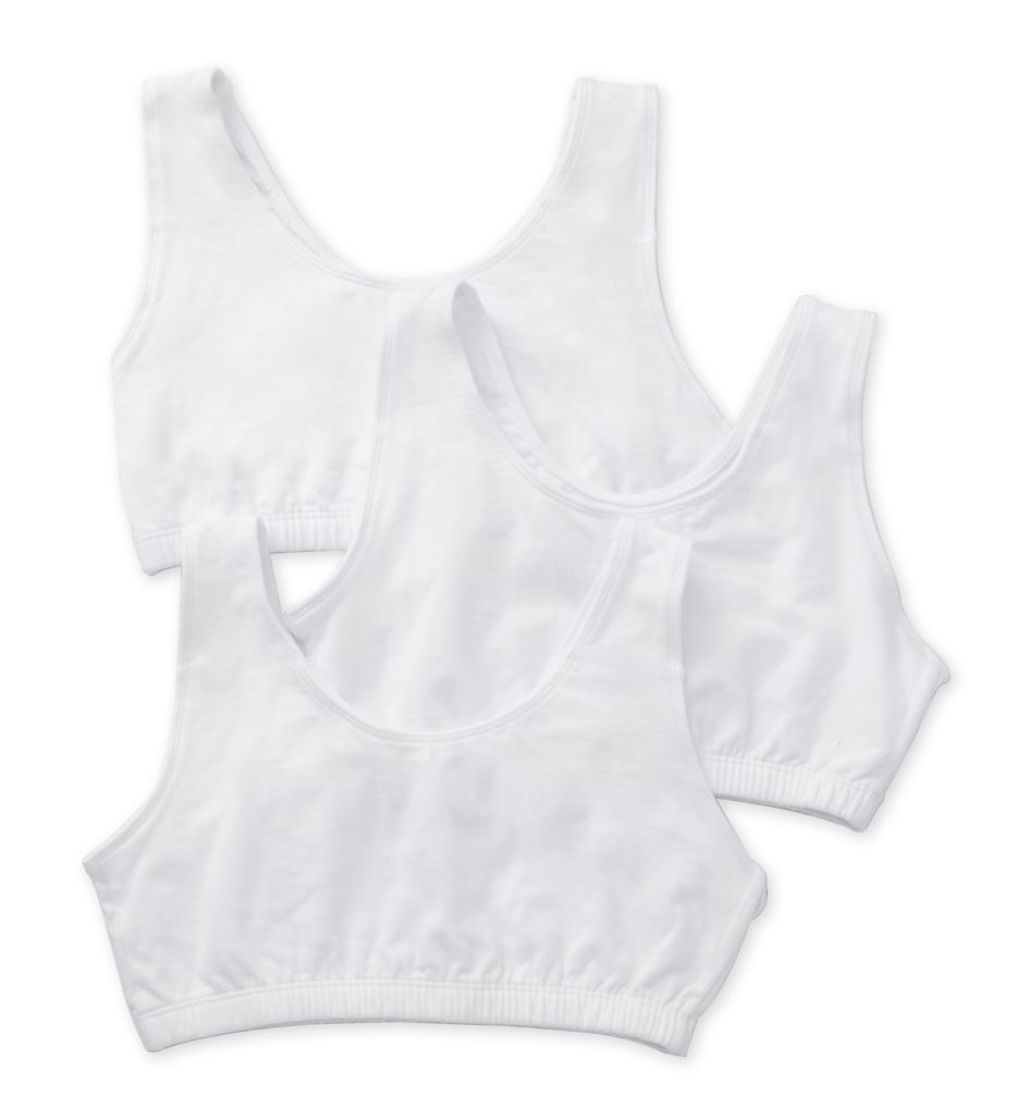 Fruit Of The Loom Women's Tank Style Sports Bra - 3 Pack in White/White/White | Plus Size 34 | HerRoom.com