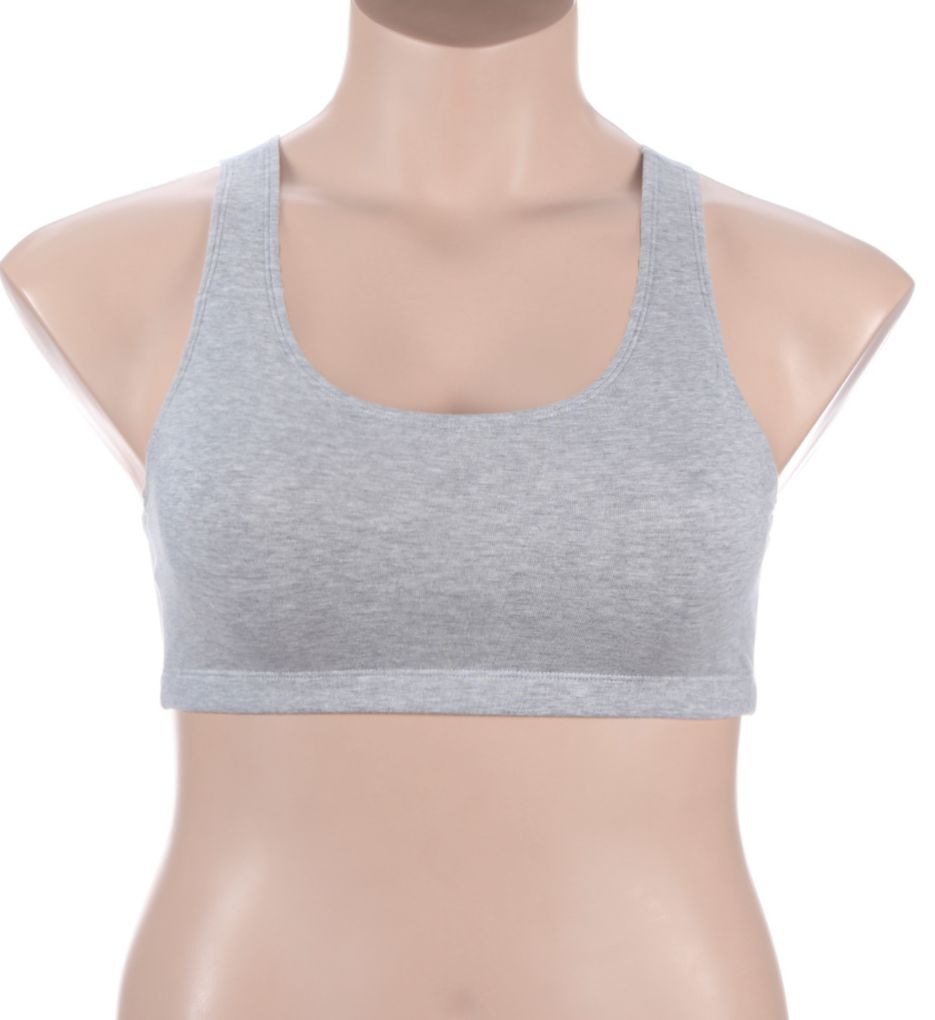 FRUIT OF THE LOOM GIRLS COTTON STRETCH SPORTS BRA 3 PACK SIZE 36 PINK GRAY  WHITE