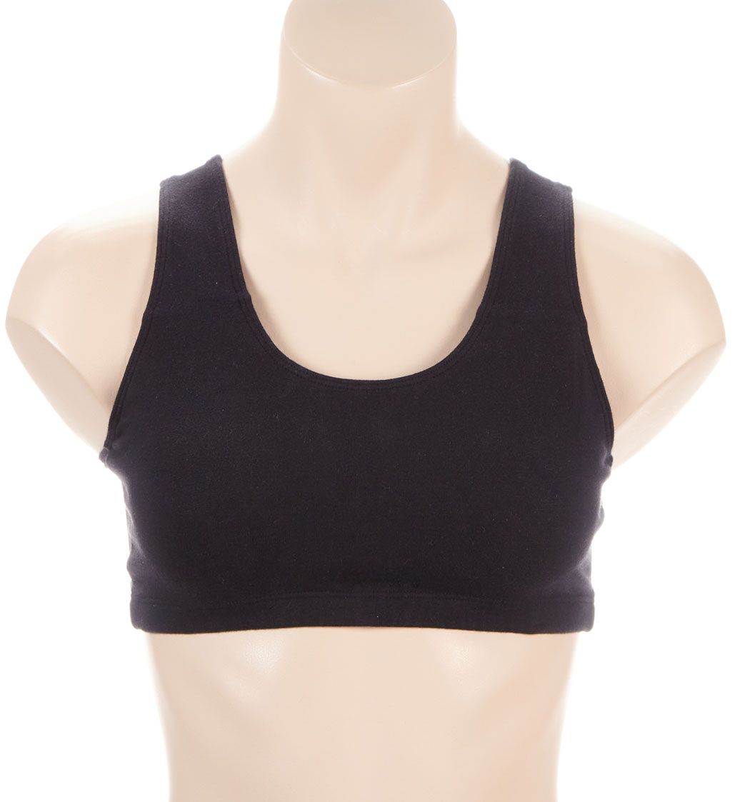 Fruit Of The Loom Tank Style Sports Bra - 3 Pack SkinnyStripeBlackRdHot 34  - Image 1