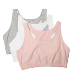 Racerback Tank Style Sports Bra - 3 Pack BlushingRoseWhtHtrGrey 38