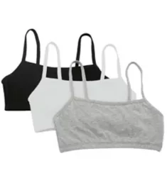 Spaghetti Strap Short Bra - 3 Pack White/Black/Grey 32