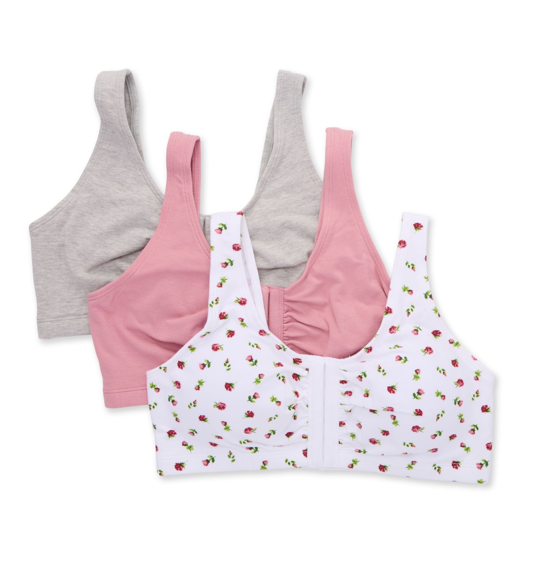 Fruit Of The Loom Women's Built-up Sports Bra - 3 Pack in Rosebuds/Lilas/Grey | Size: 42 | HerRoom.com