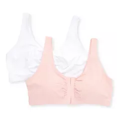 Comfort Cotton Blend Front Close Sports Bra 2 Pack