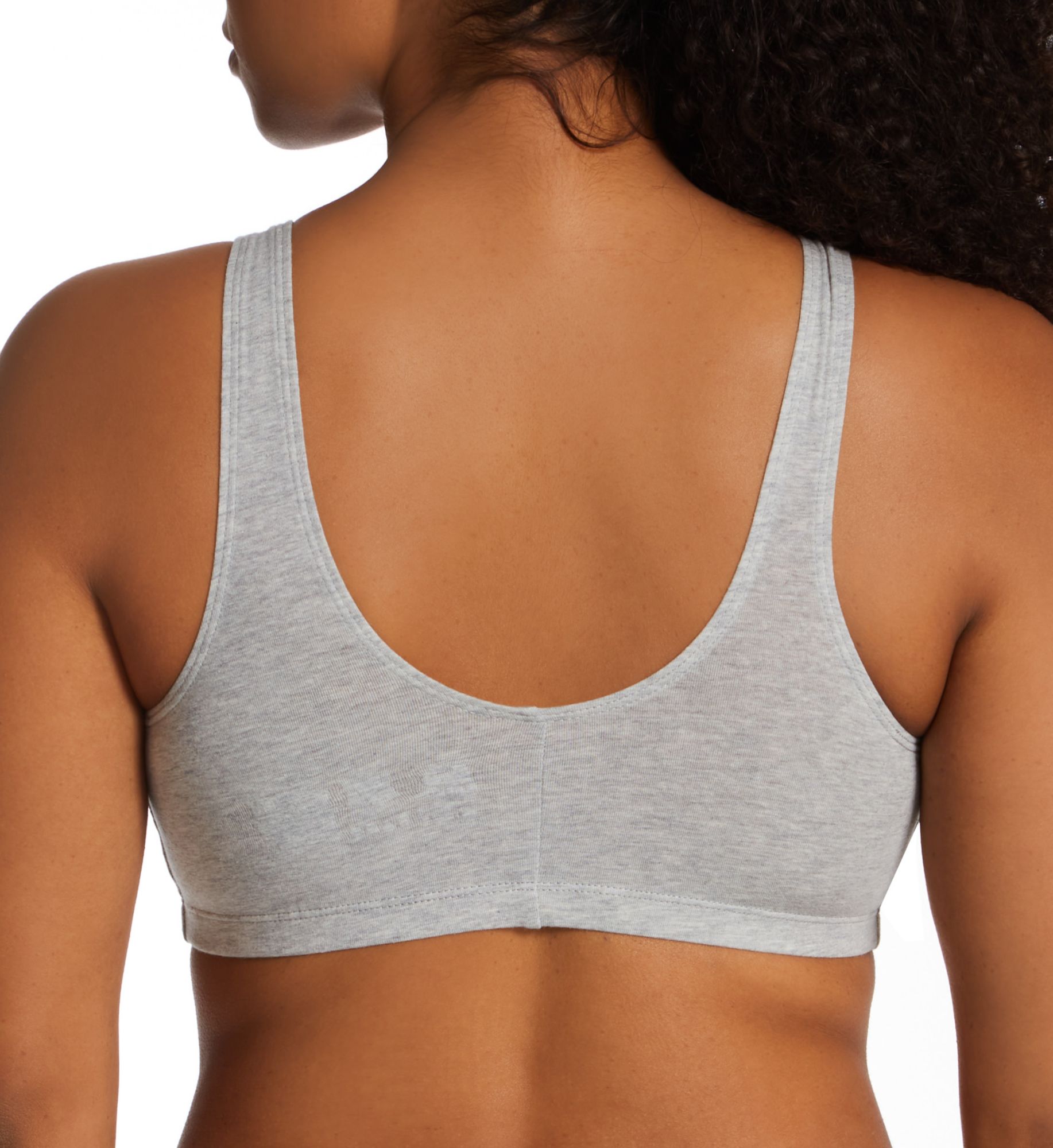 Fruit Of The Loom Comfort Cotton Blend Front Close Sports Bra 2 Pack GREY HEATHER/WHITE 38  - Image 2