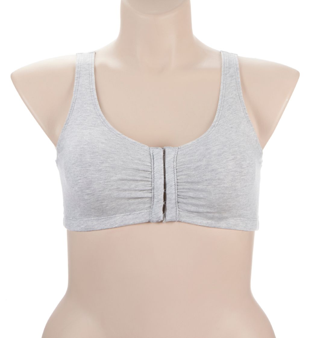 Fruit Of The Loom Comfort Cotton Blend Front Close Sports Bra 2 Pack BLACK HUE/HEATHER GREY 40  - Image 1