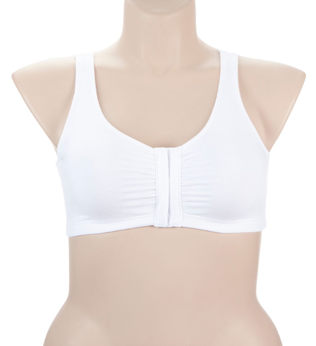 Fruit Of The Loom Comfort Cotton Blend Front Close Sports Bra 2 Pack GREY HEATHER/WHITE 38  - Image 1