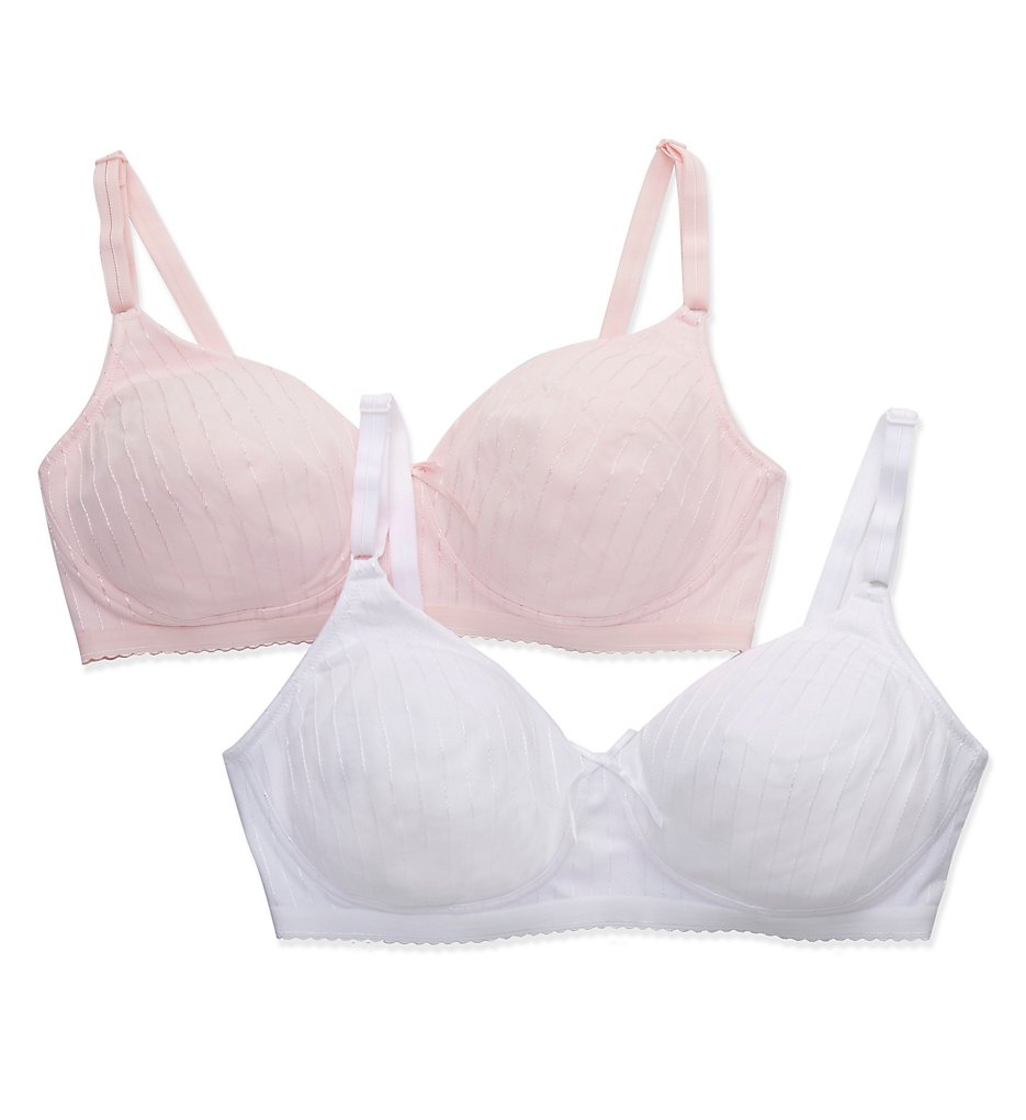 Fruit Of The Loom >> Fruit Of The Loom 96248A Fiber Fill Wirefree Bra - 2 Pack (White/Bittersweet Pink 42C)