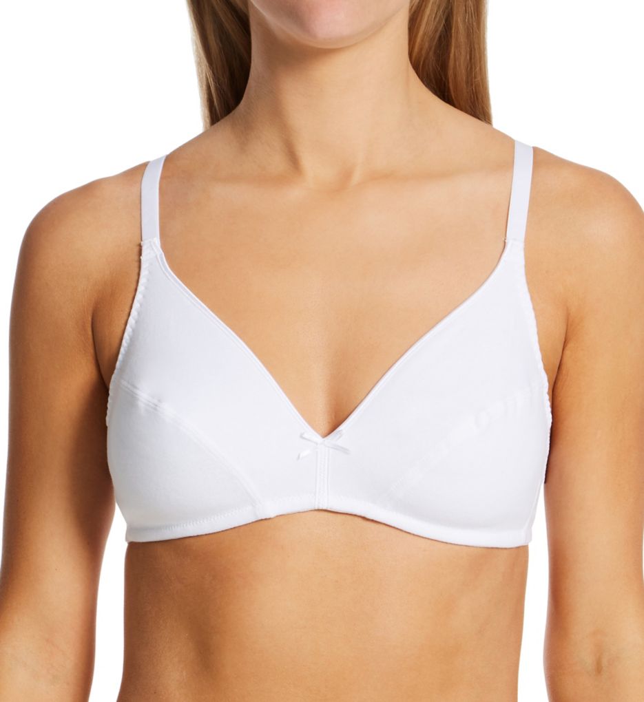 Fruit of the Loom Women's Seamed Soft Cup Wirefree Cotton Bra with Satin  Trim