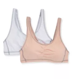 Contrast Stitch Shirred Front Bra - 2 Pack