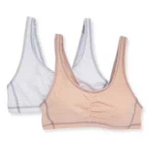 Contrast Stitch Shirred Front Bra - 2 Pack