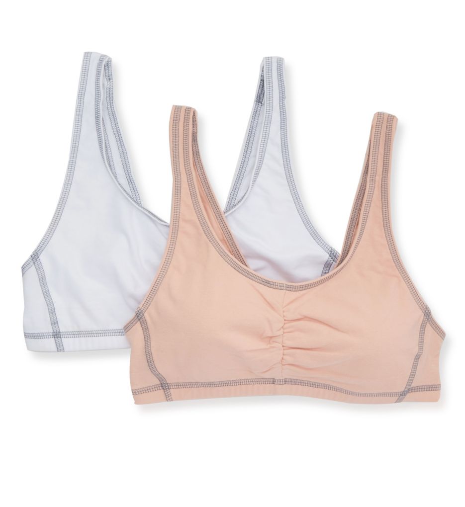 Fruit Of The Loom Contrast Stitch Shirred Front Bra - 2 Pack White/Blushing rose 36  - Image 4