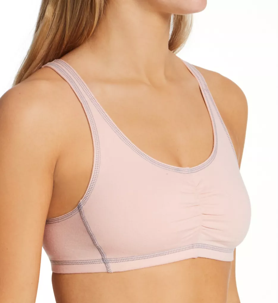 Contrast Stitch Shirred Front Bra - 2 Pack White/Blushing rose 36