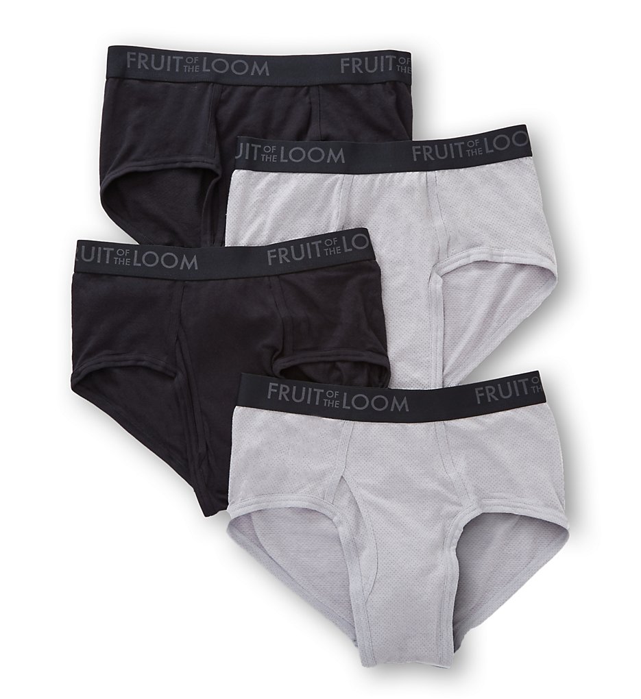 Fruit Of The Loom BM4P469 Breathable Black/Grey Briefs - 4 Pack (Black/Grey)