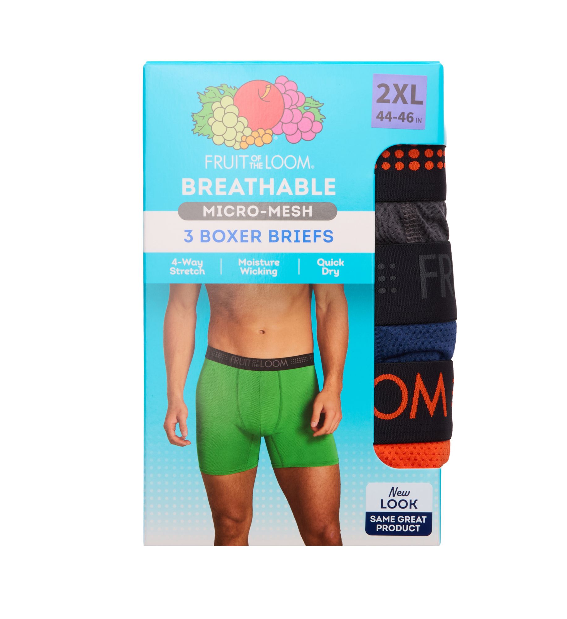 Fruit Of The Loom Big Man Breathable Assorted Boxer Brief - 3 Pack BW3BB2X - Image 3