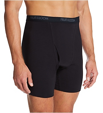 Fruit Of The Loom Big Man Black Cotton Stretch Boxer Brief - 6 Pack