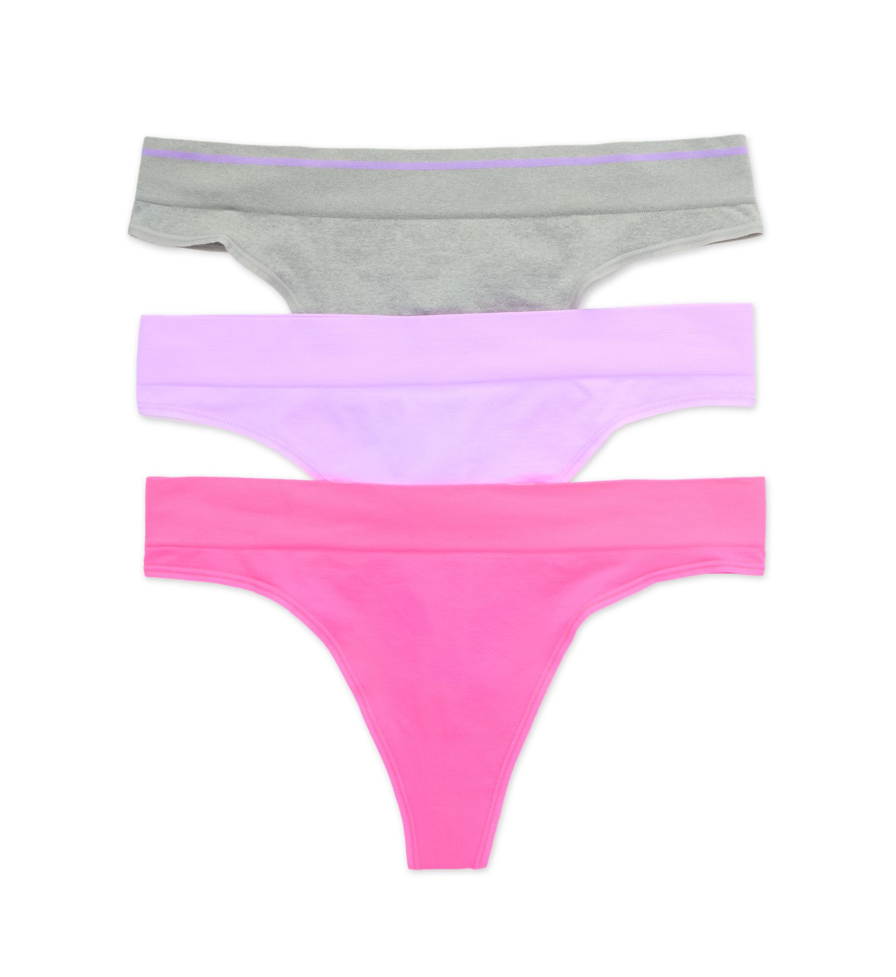 Fruit Of The Loom Women's Fresh Seamless Thong - 3 Pack in Sugar Plum/Grey/Stella | Size: 3X | HerRoom.com