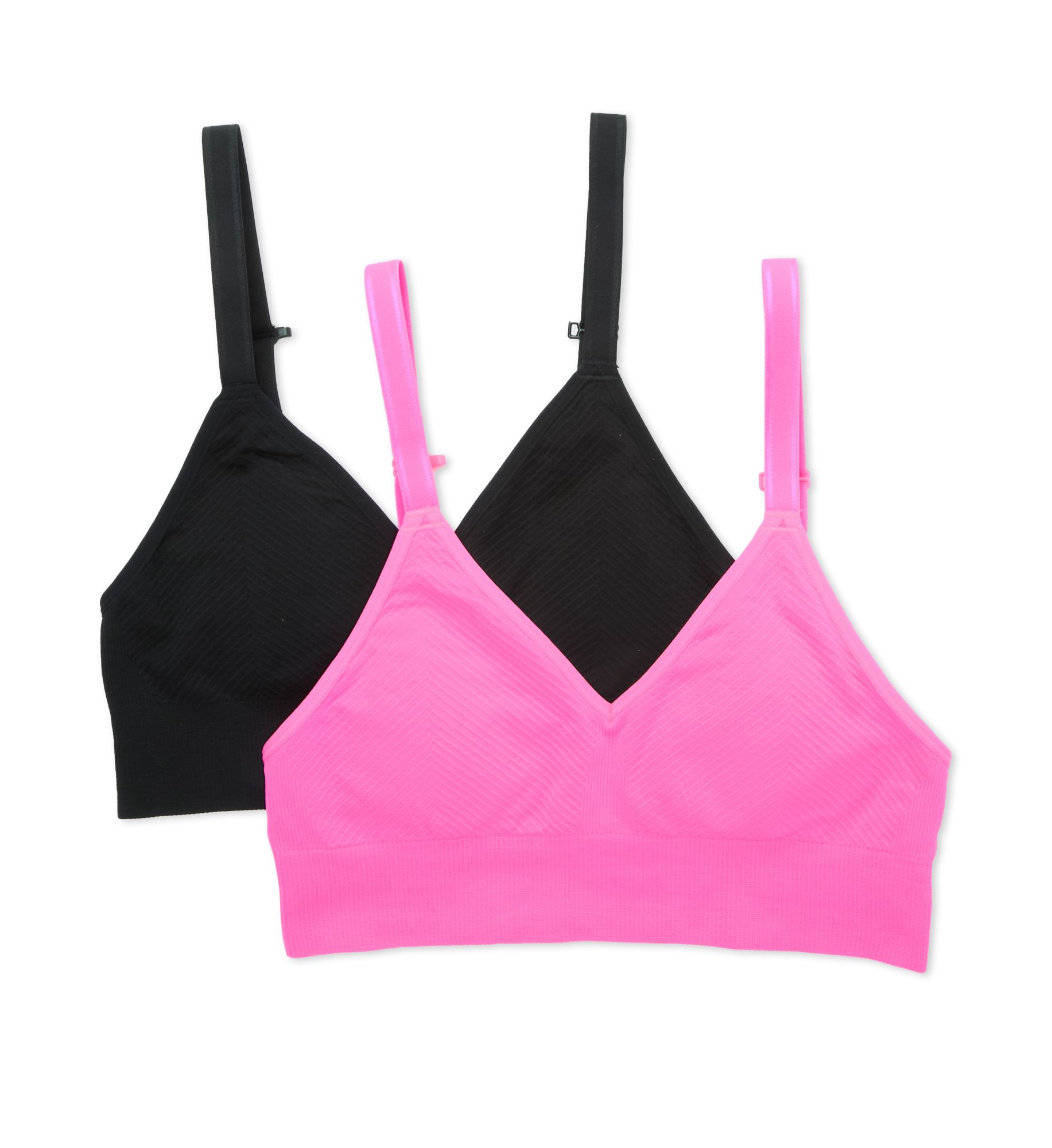 Fruit Of The Loom Women's Fresh So Comfy Seamless Bralette - 2 Pack in Sugar Plum/Black Hue | Size: 2X | HerRoom.com