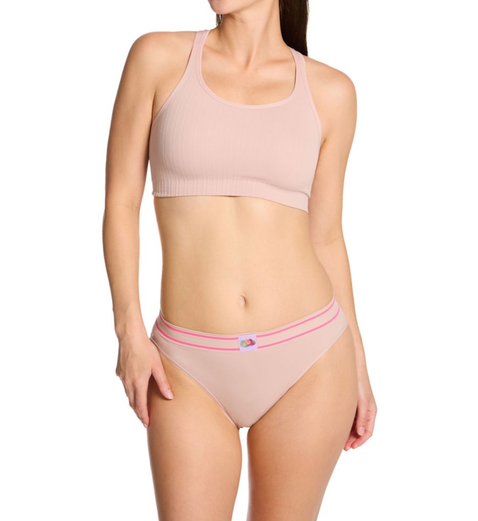 Fruit Of The Loom Fresh Racerback Seamless Crop Bra - 2 Pack Premium Plum/Black Hue M  - Image 4