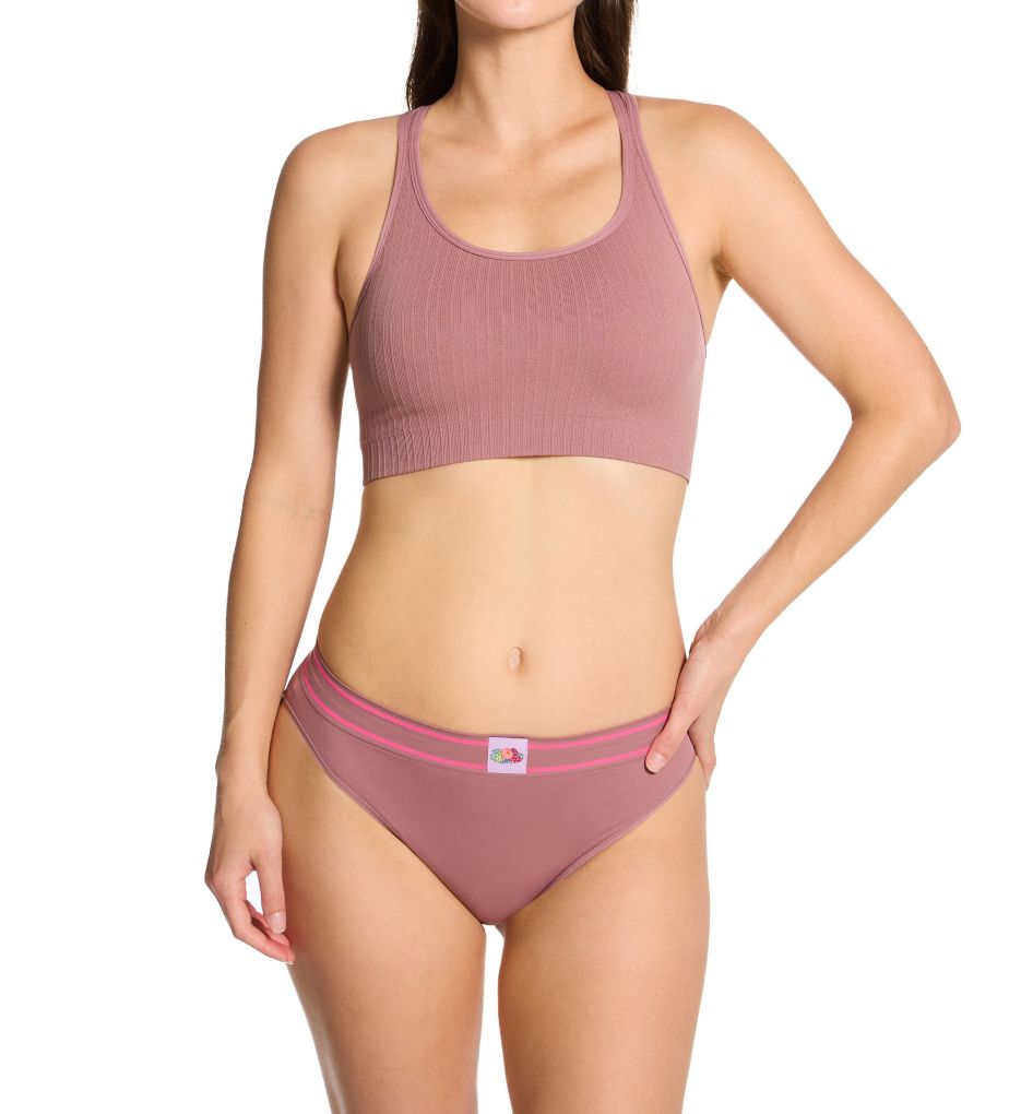 Fruit Of The Loom Fresh Racerback Seamless Crop Bra - 2 Pack Premium Plum/Black Hue M  - Image 5