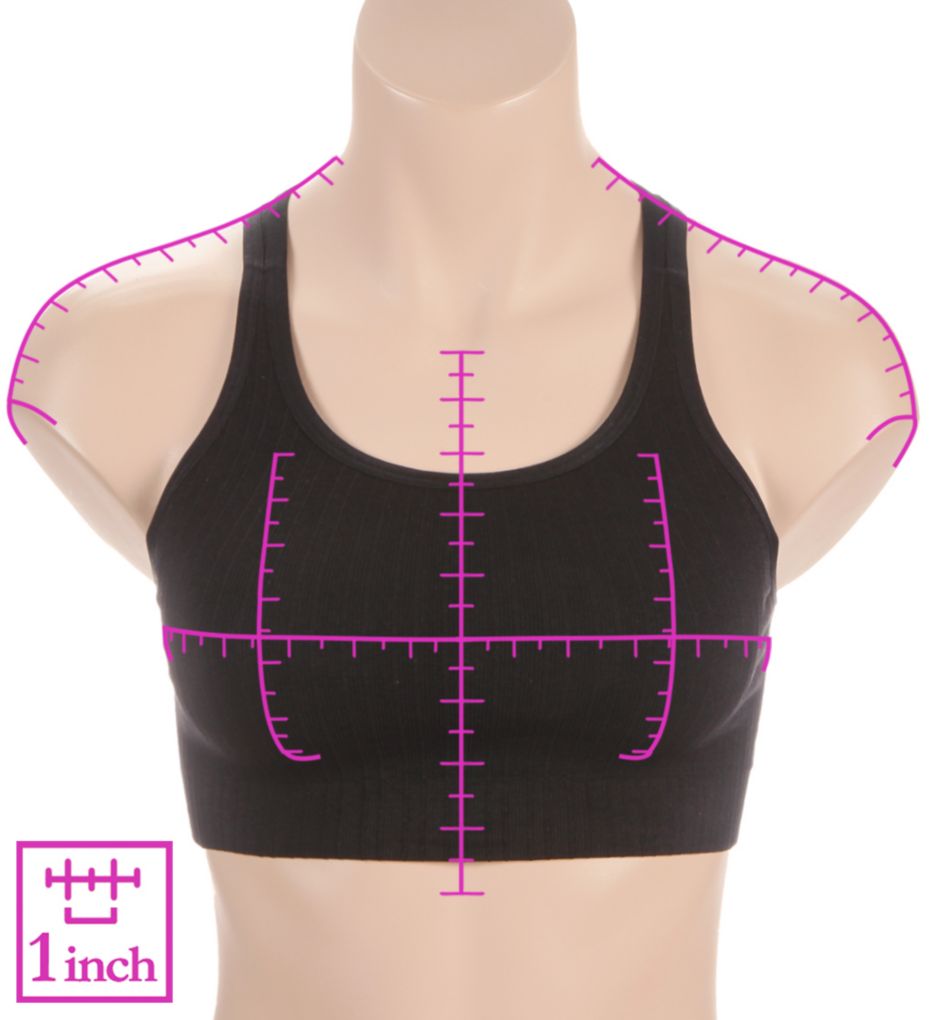 Fruit Of The Loom Fresh Racerback Seamless Crop Bra - 2 Pack Premium Plum/Black Hue M  - Image 3