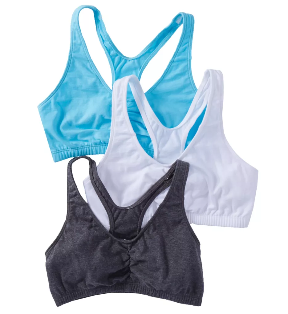 Total Comfort Racerback Bras - 3 Pack Turq/White/Charcoal 32